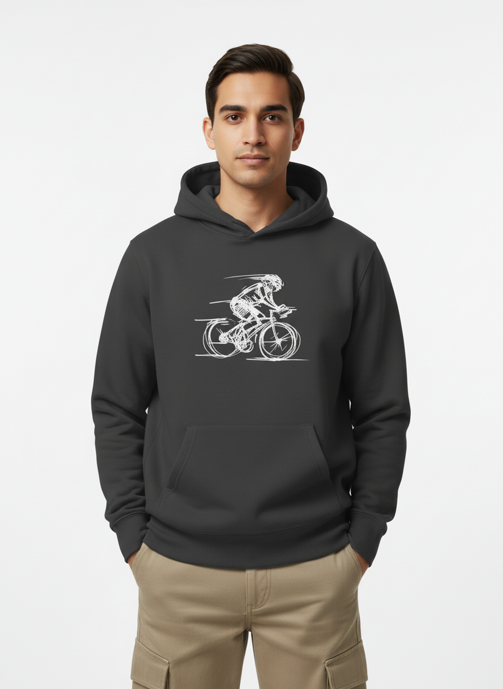Bike Sketch - Unisex Regular Fit Cotton Hoodie Black