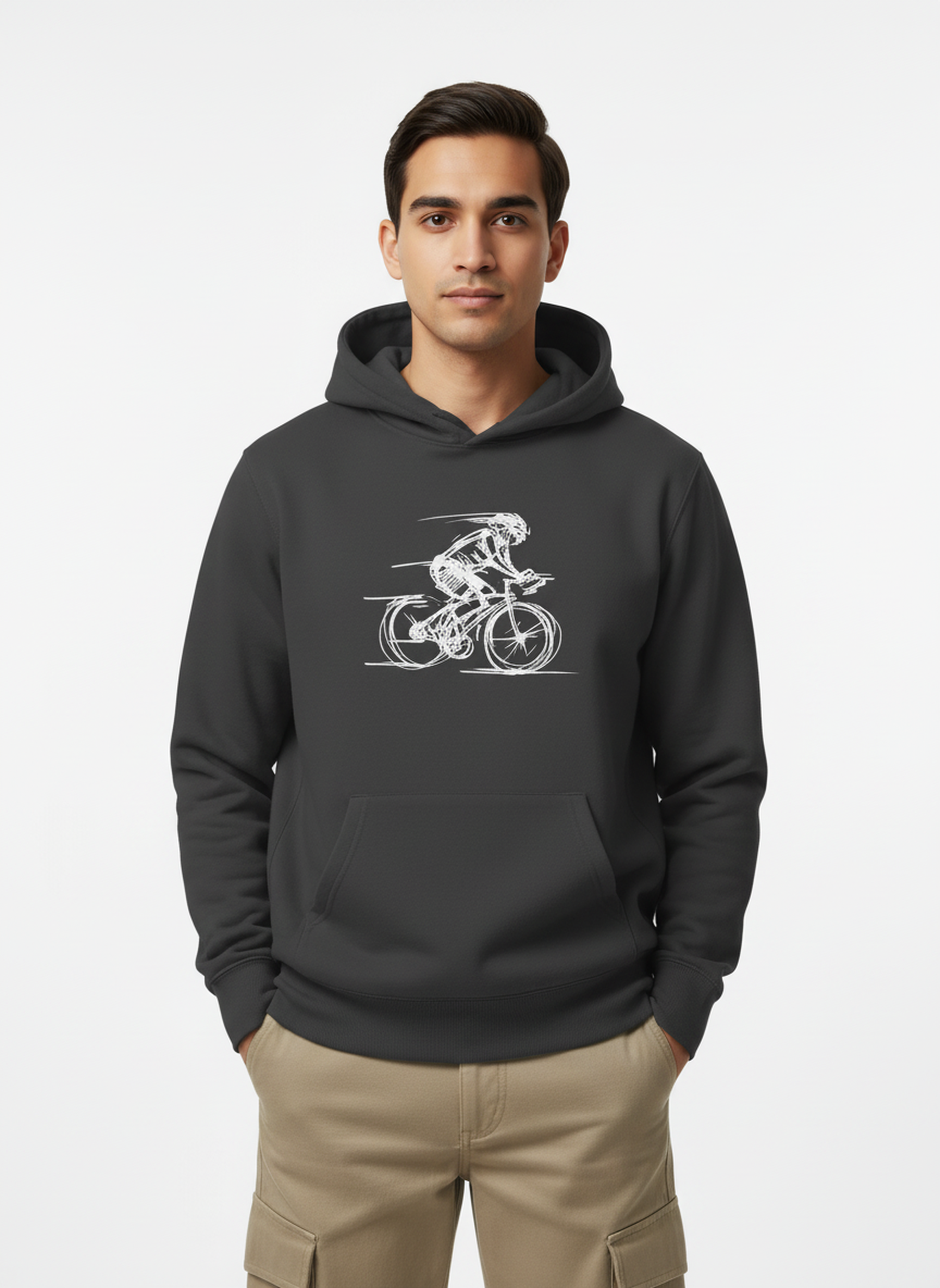 Bike Sketch - Unisex Regular Fit Cotton Hoodie Black