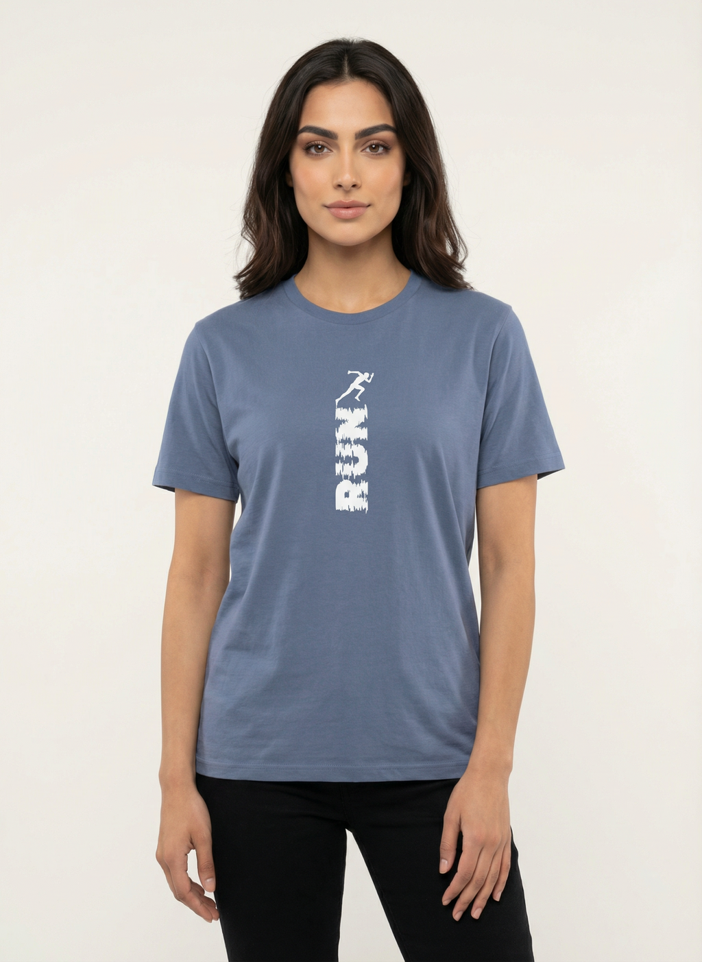 Run - Unisex Regular Fit Cotton T-Shirt Smoke Blue