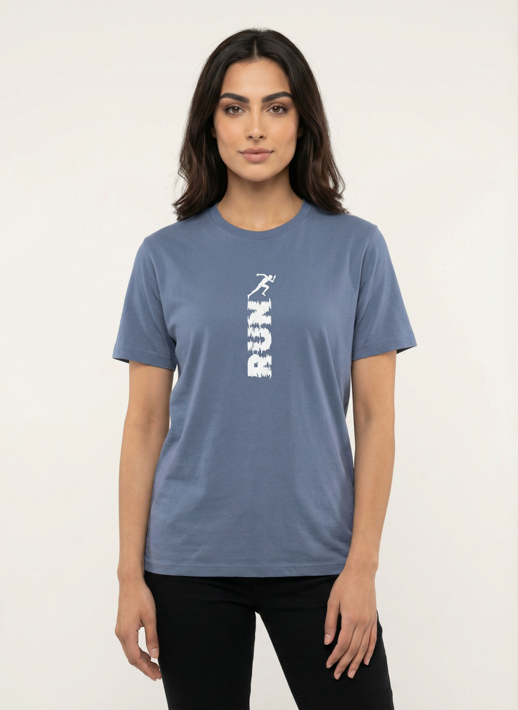Run - Unisex Regular Fit Cotton T-Shirt Smoke Blue