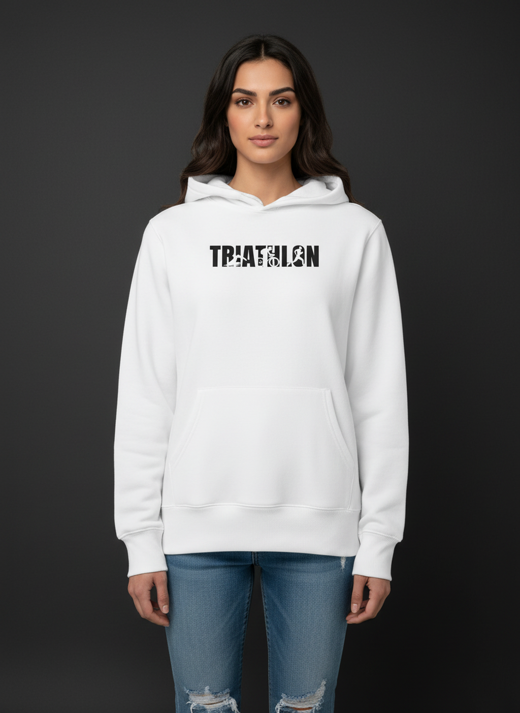Triathlon - Unisex Regular Fit Cotton Hoodie White