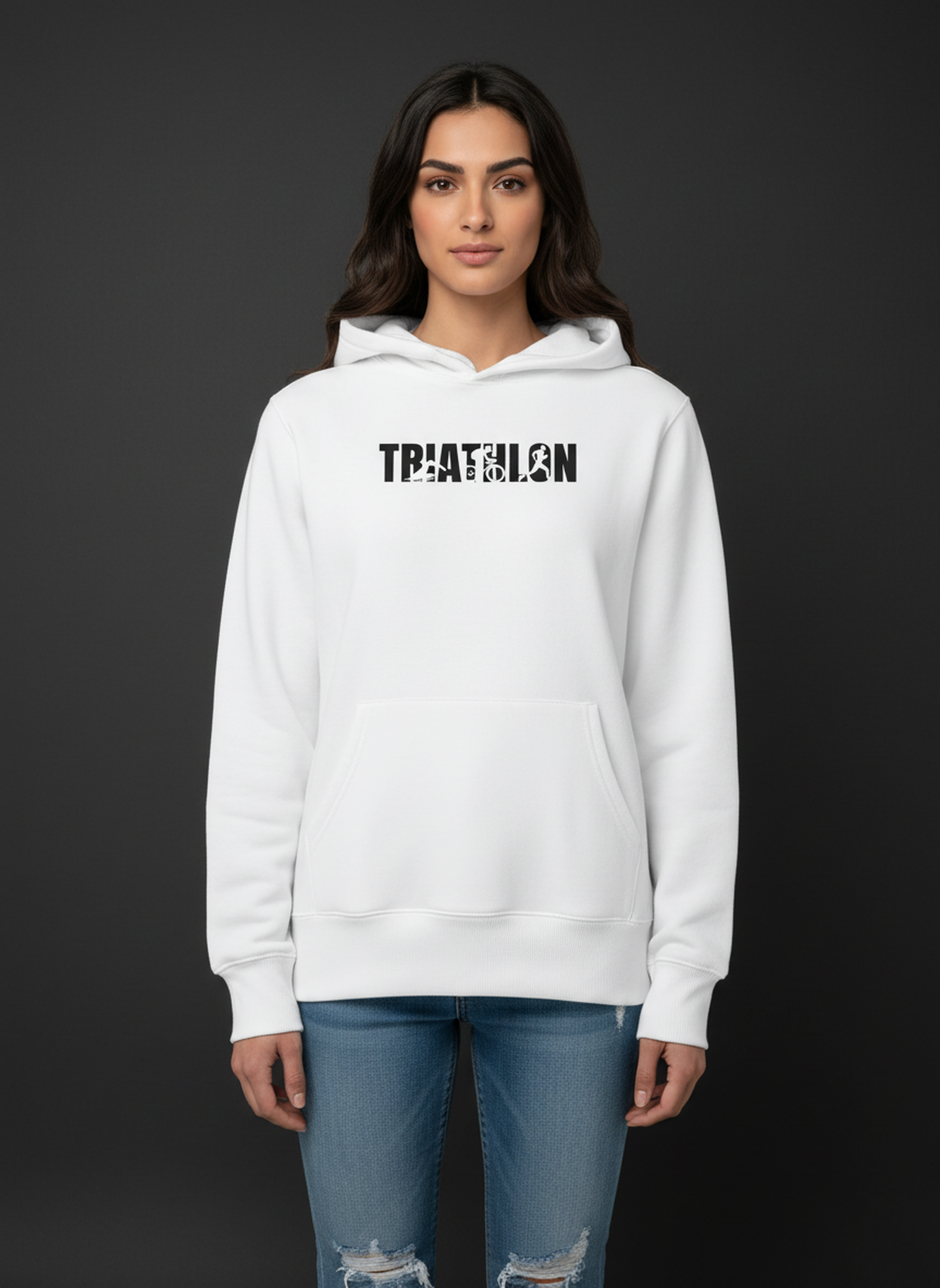 Triathlon - Unisex Regular Fit Cotton Hoodie White
