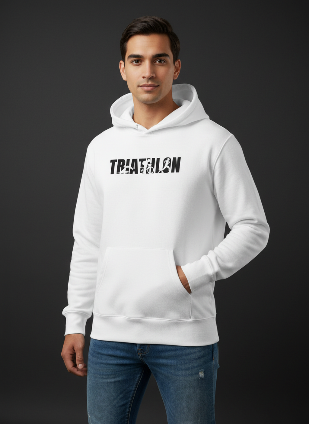 Triathlon - Unisex Regular Fit Cotton Hoodie White