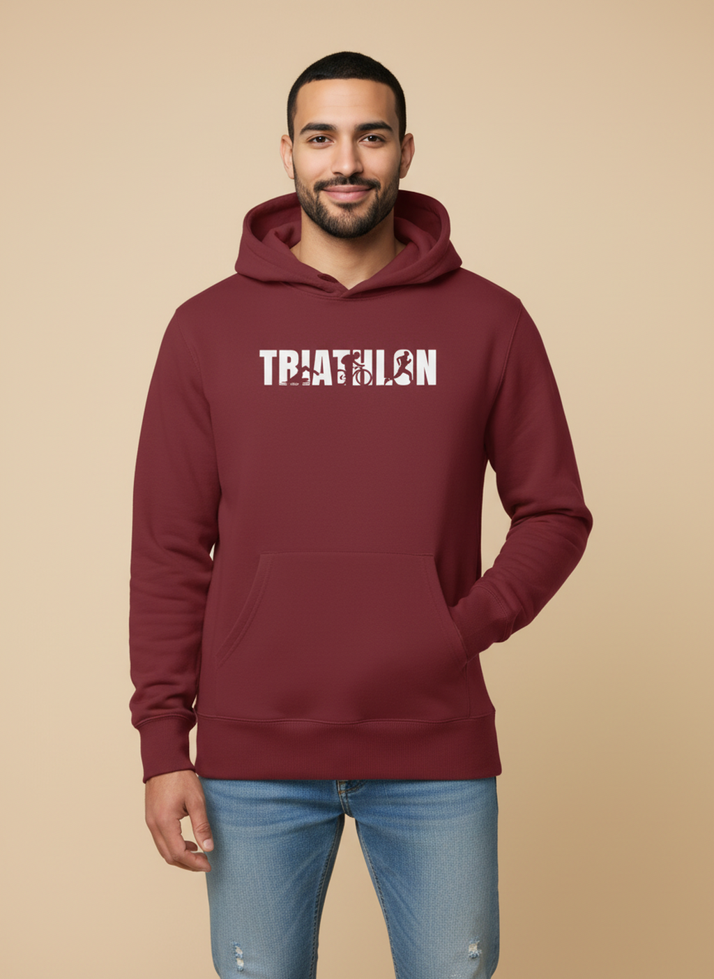 Triathlon - Unisex Regular Fit Cotton Hoodie Maroon