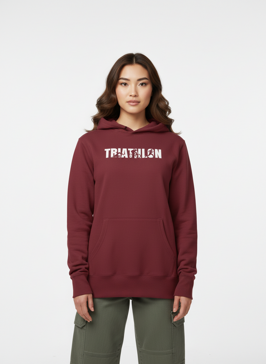 Triathlon - Unisex Regular Fit Cotton Hoodie Maroon