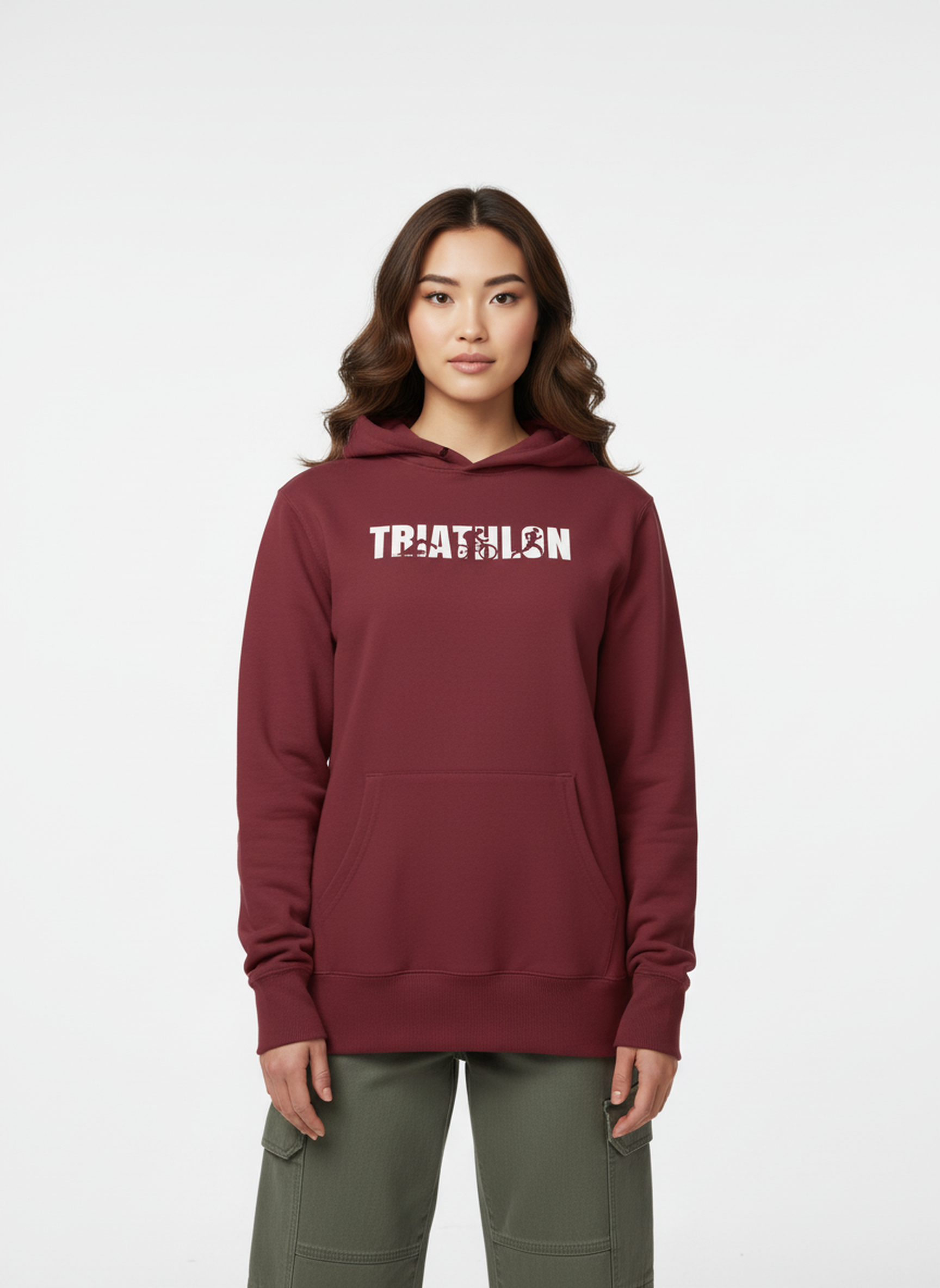 Triathlon - Unisex Regular Fit Cotton Hoodie Maroon