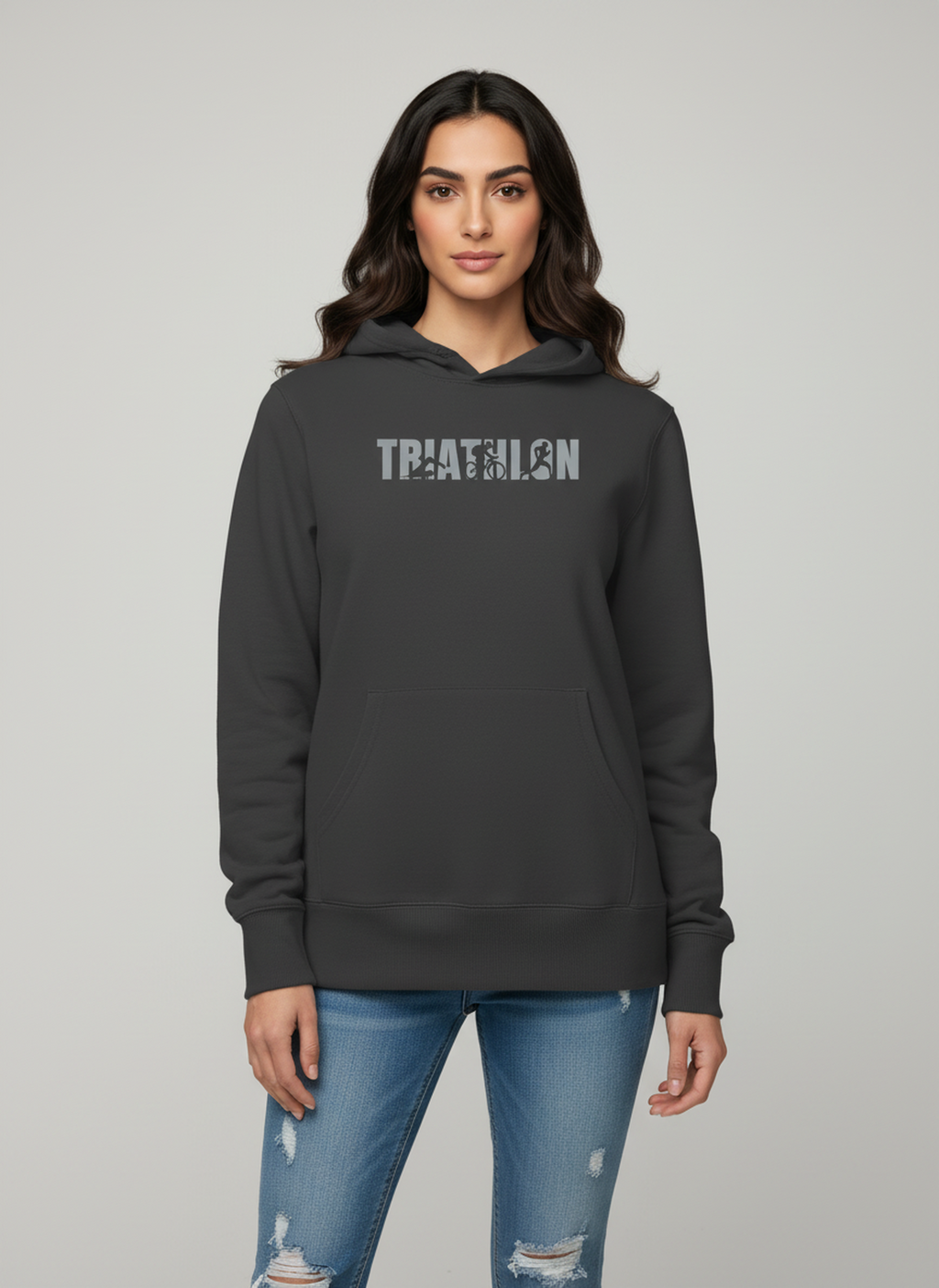 Triathlon - Unisex Regular Fit Cotton Hoodie Black