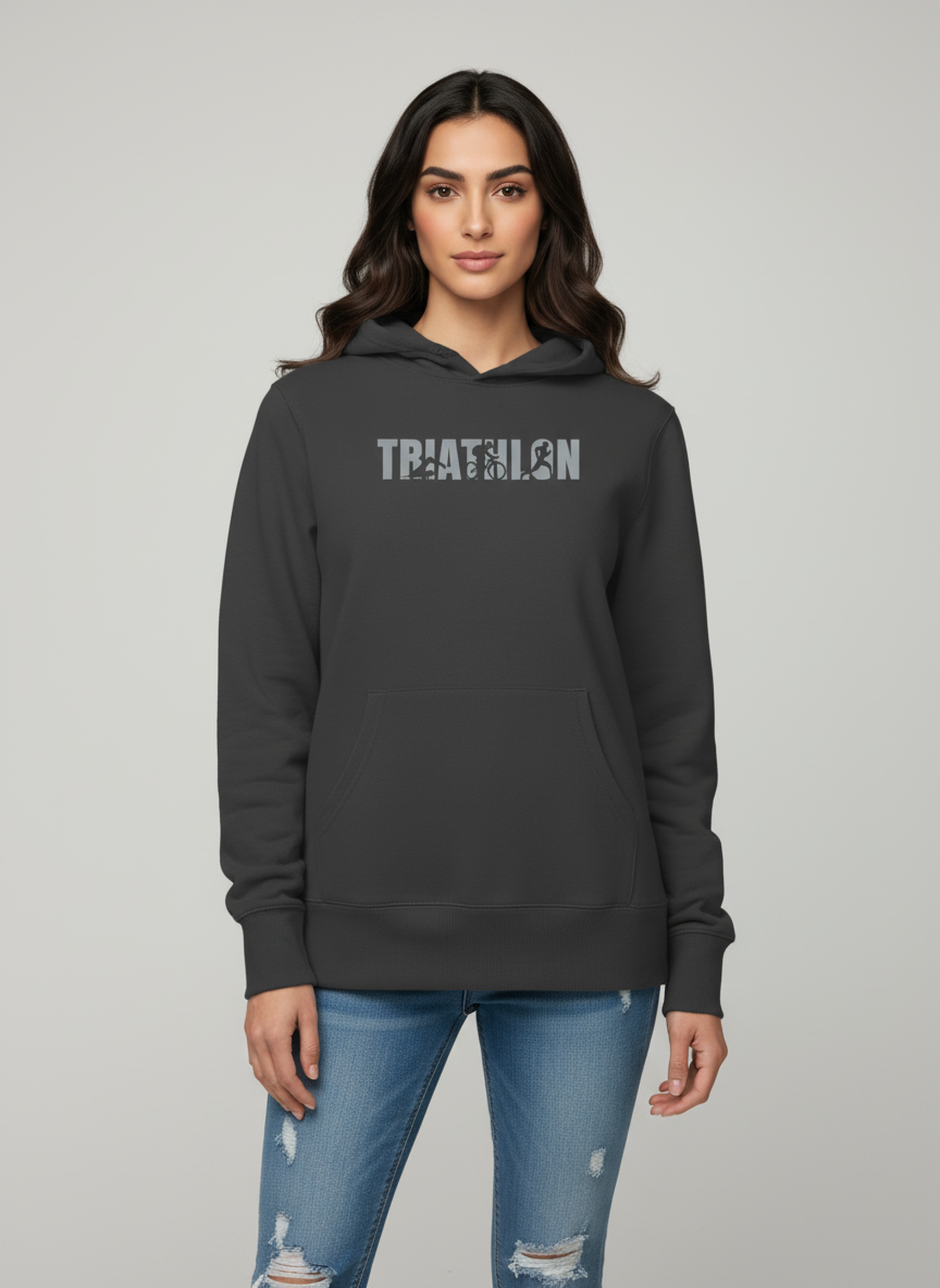 Triathlon - Unisex Regular Fit Cotton Hoodie Black